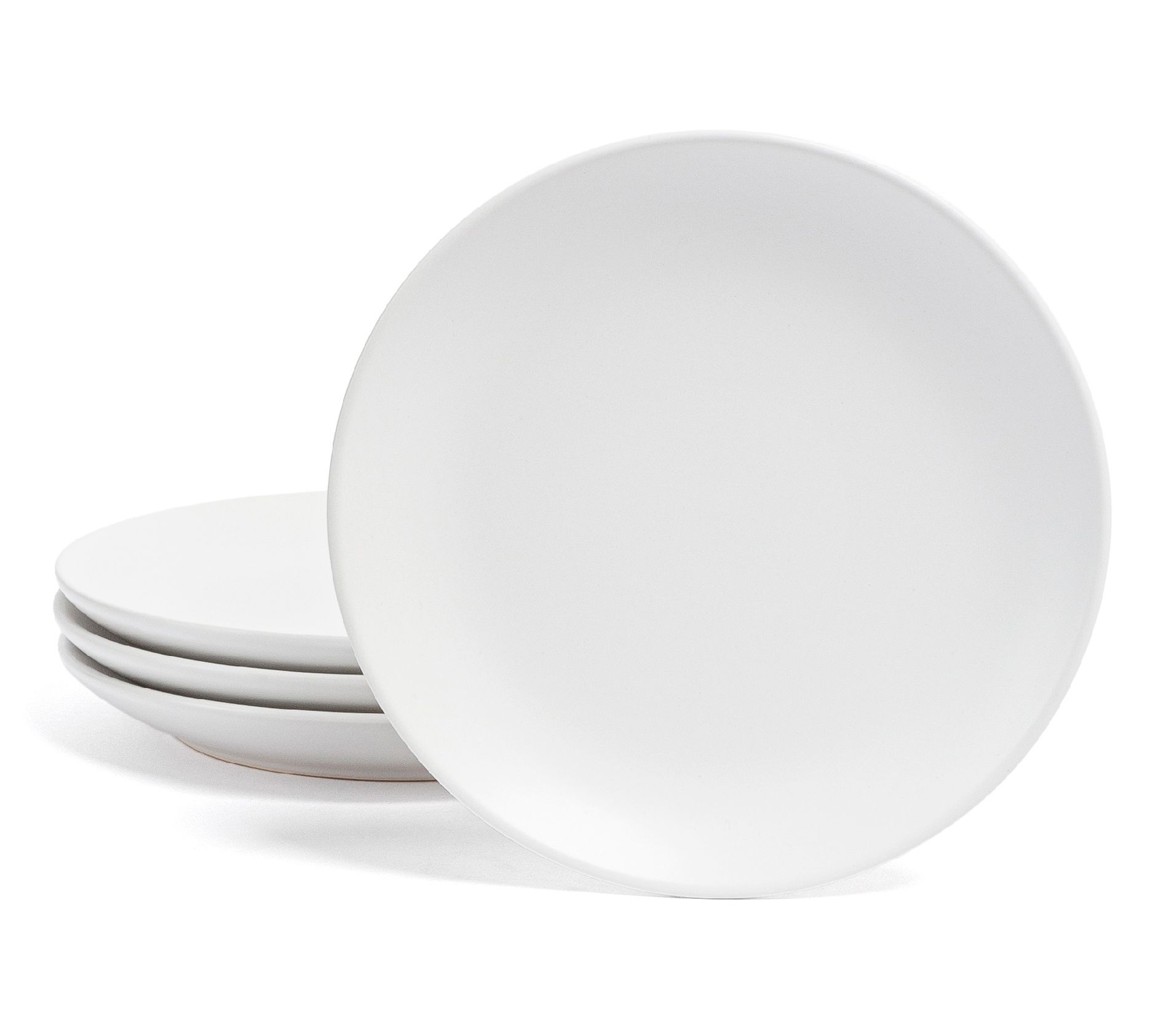 over&back Coupe 6.3" Semi-Matte Stoneware App Plates, Set of 4