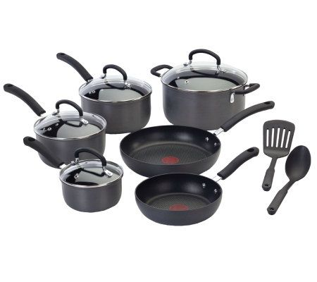  T-fal All In One Hard Anodized Nonstick Cookware Set 12 Piece  Pots and Pans, Dishwasher Safe Black: Home & Kitchen