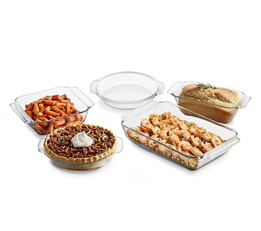 Libbey Baker's Premium 5-Piece Glass CasseroleBaking Dish Set