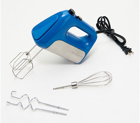 Blue Jean Chef Variable Speed Hand Mixer with Dough Hooks and Whisk