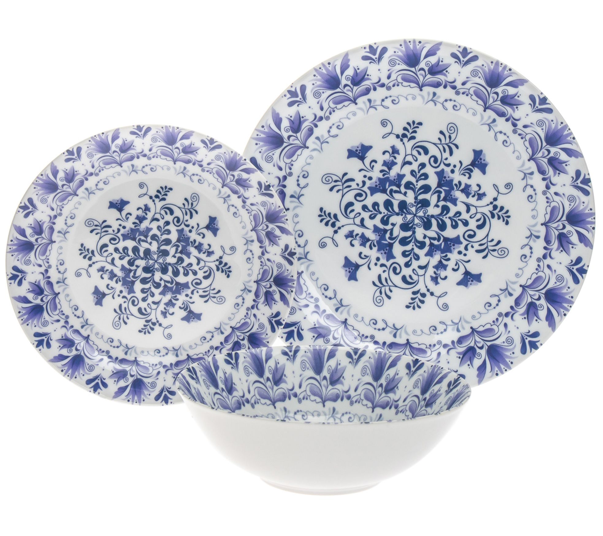 Godinger Fiori Glaze Print 12 Piece Dinnerware et