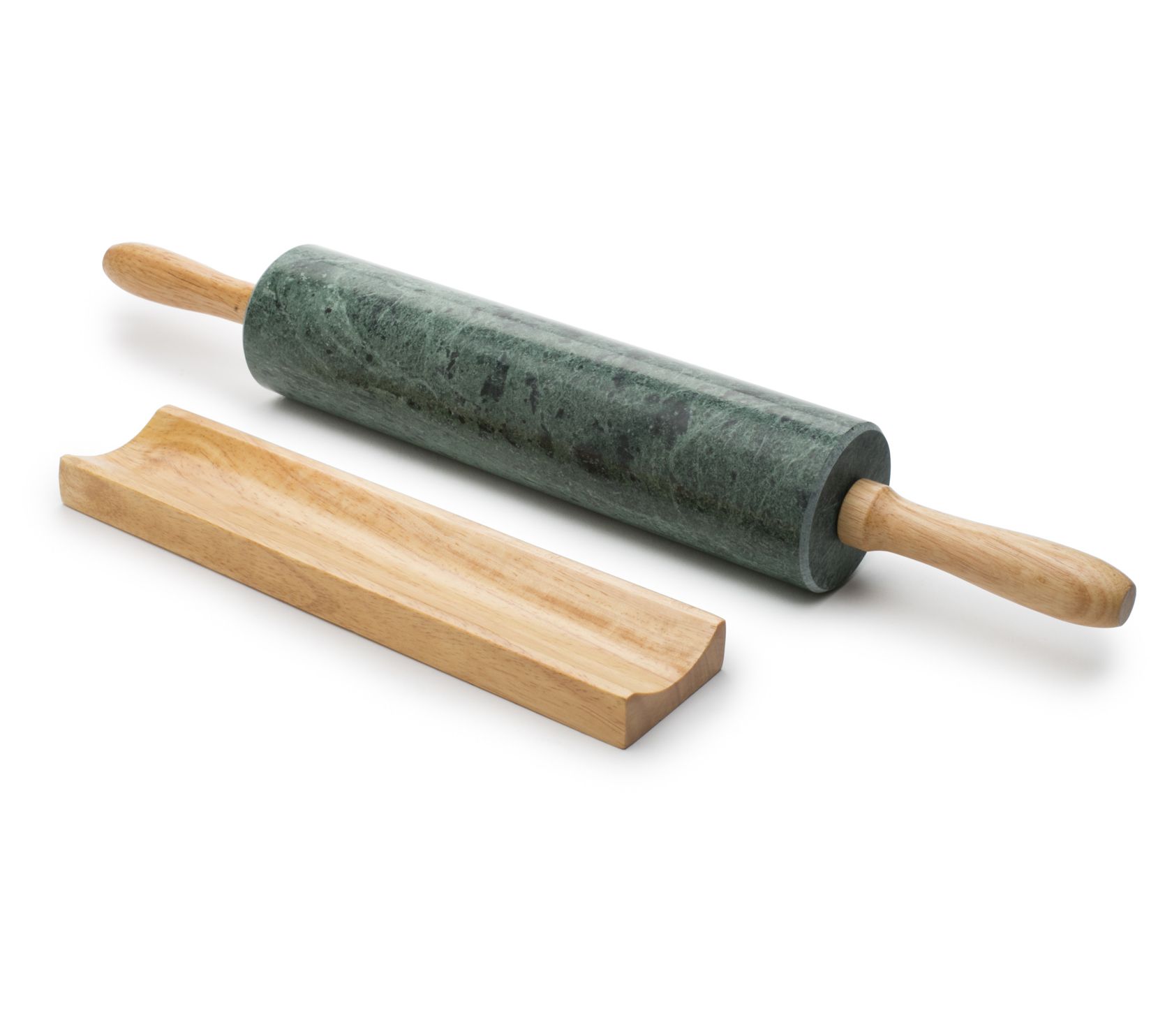 Fox Run Green Marble Rolling Pin with Base