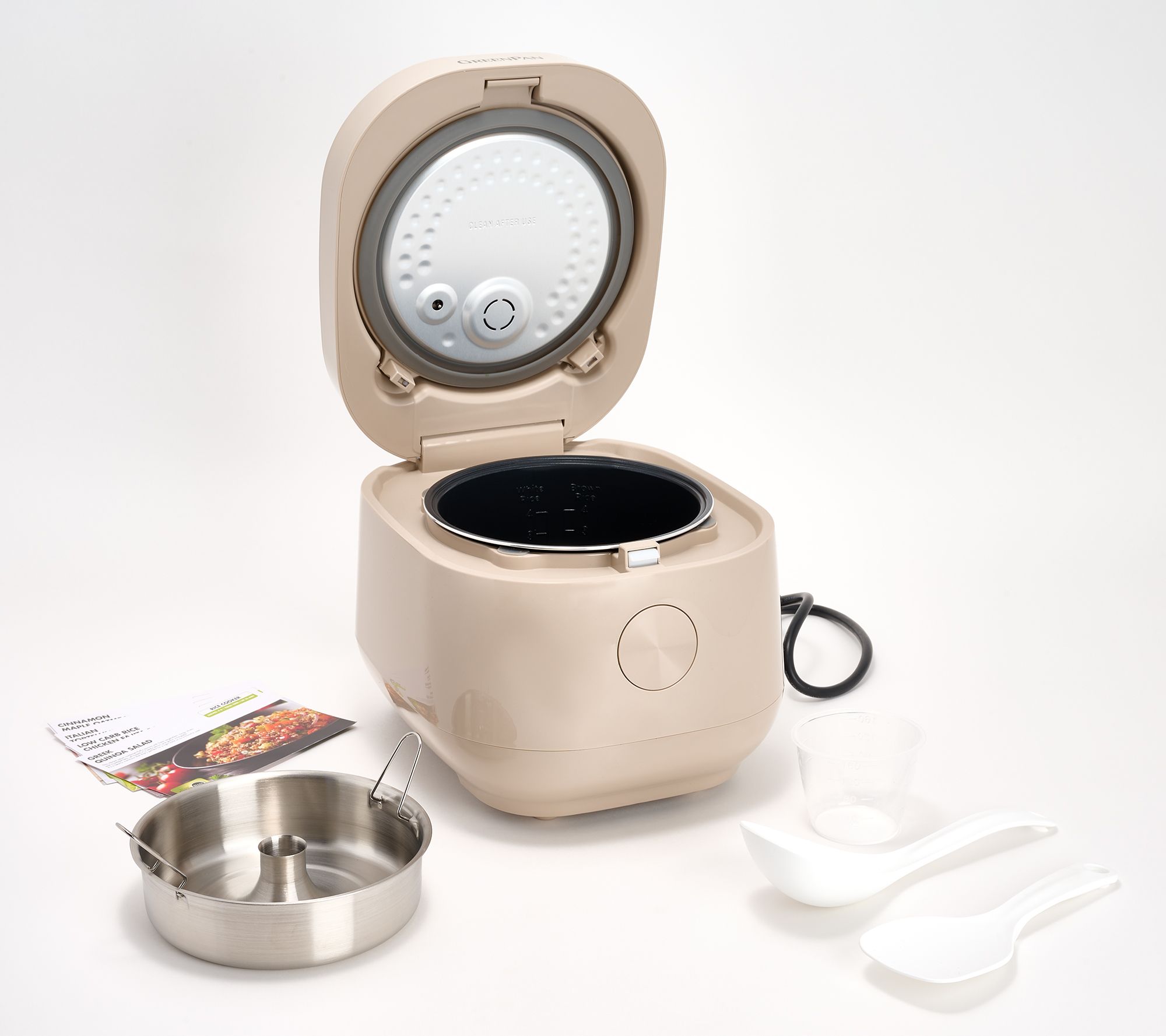 GreenPan Fuzzy Logic Carb Reducing 8 Cup Rice Cooker & Tools