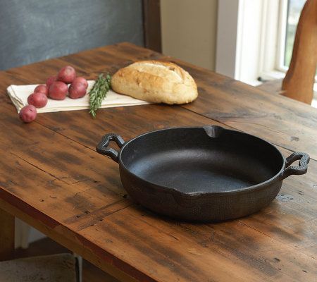 Paula Deen Hammered Cast Iron 12 Everyday Pan w/Pour Spouts 