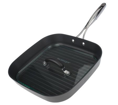 Technique Style Hard Anodized 11 Grill Pan w/Glass Press CooksEssentials 