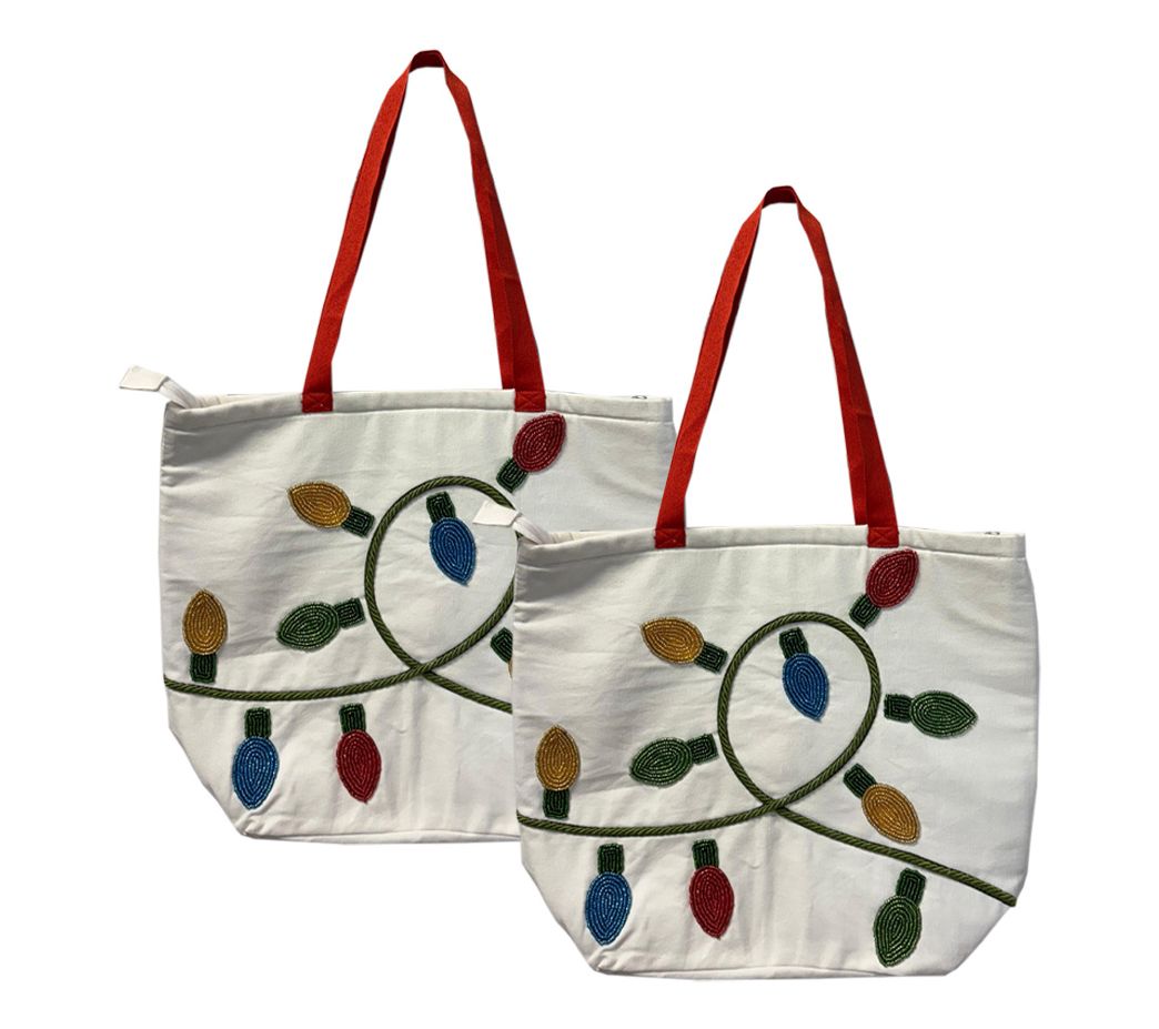 "As Is" Temp-tations Seasonal Set/2 15" x 18" Bead Tote Bags
