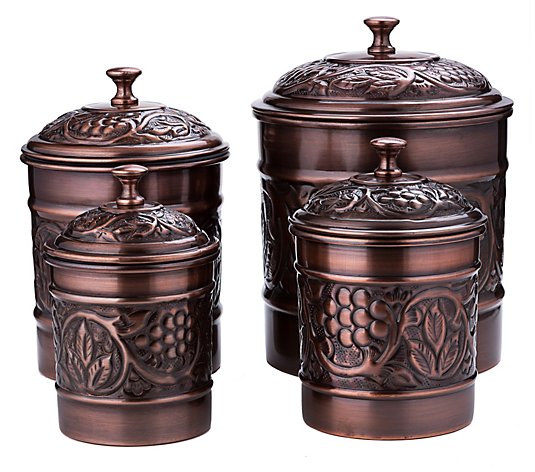 Old Dutch 4-Piece Antique Embossed Heritage Canister Set