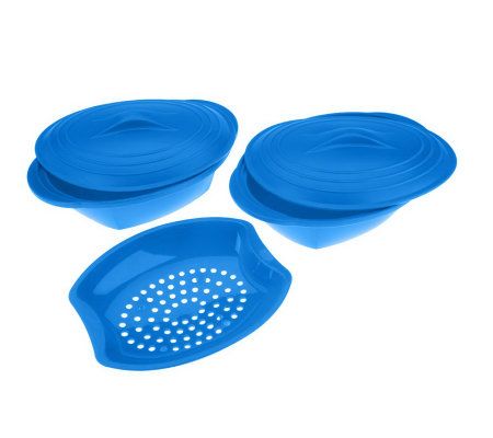 Set of 2 Microwave Silicone Steamers by Chef Tony 