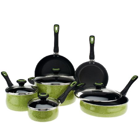 Cook's Essentials 10-pc Porcelain Enamel Speckled Cookware Set - QVC.com