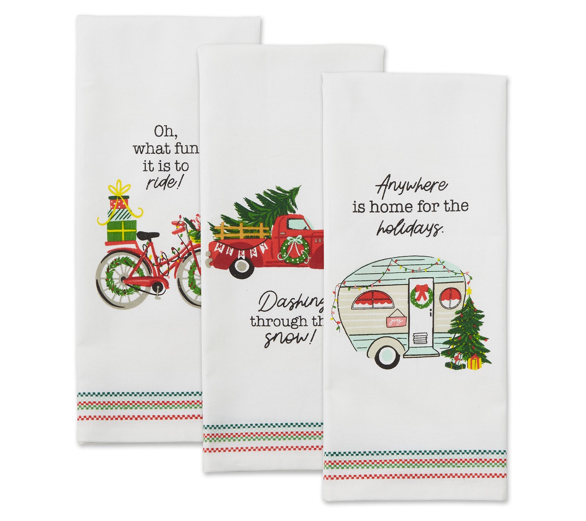 Design Imports Assorted Stag Christmas Print Dish Towel Set - Set of 3 