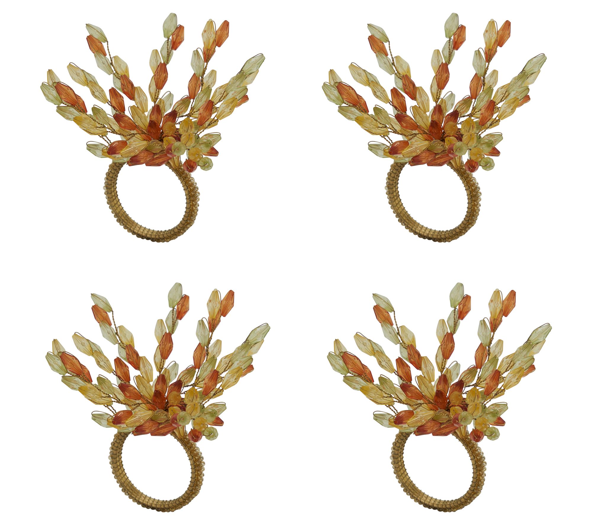 Saro Lifestyle Set of 4 Beaded Flower Napkin Ri ngs