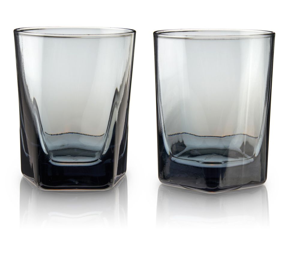 Viski Set of 2 Smoke Double Old Fashioned Glasses