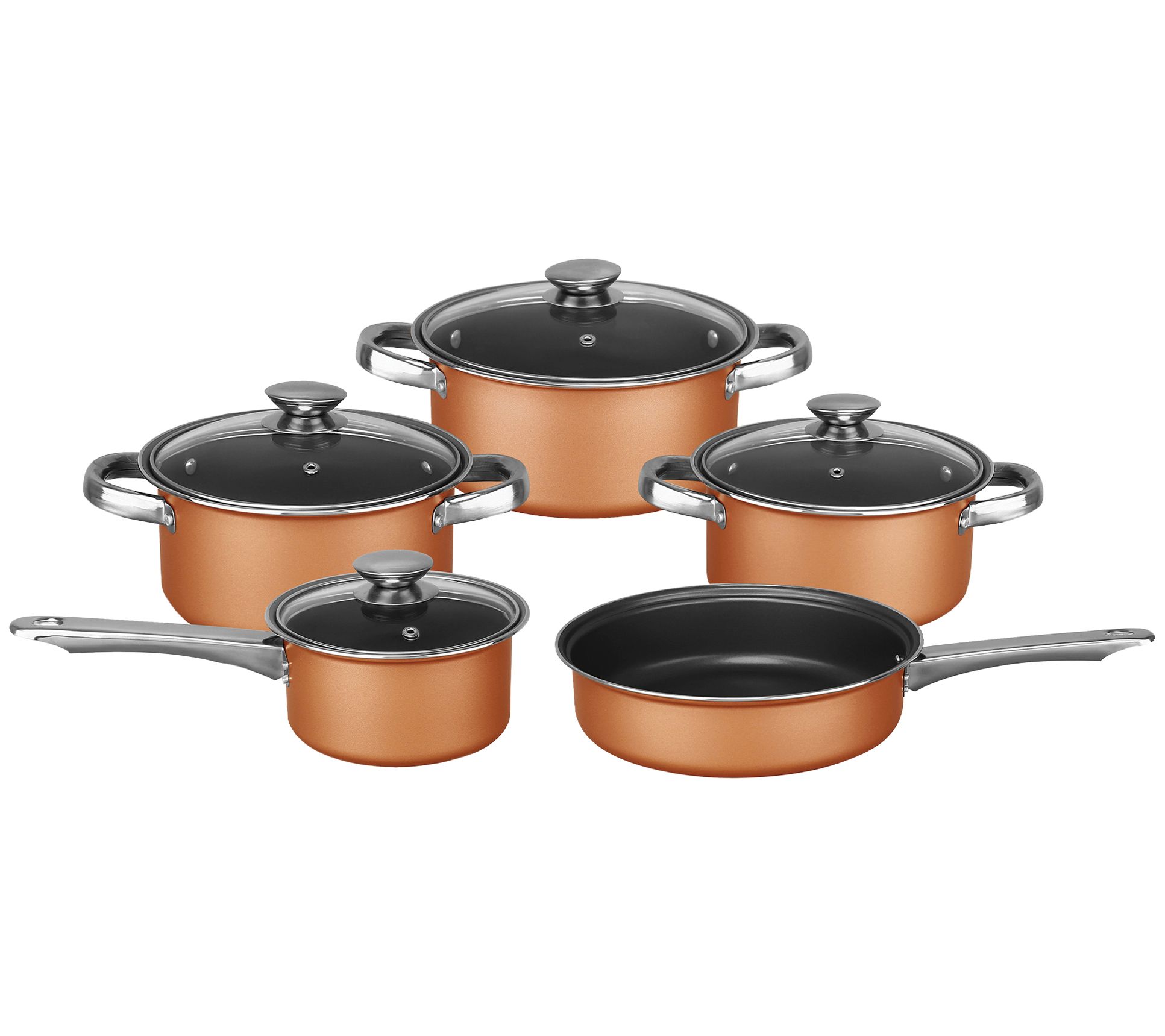 Brentwood 9-Piece Nonstick Copper-Clad Cookware Set 