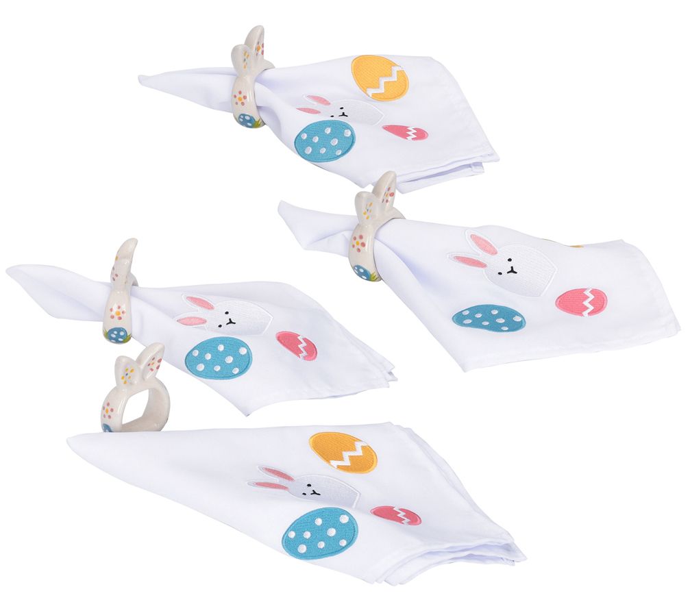 Temp-tations Set of 4 Seasonal Napkin Rings with Napkins