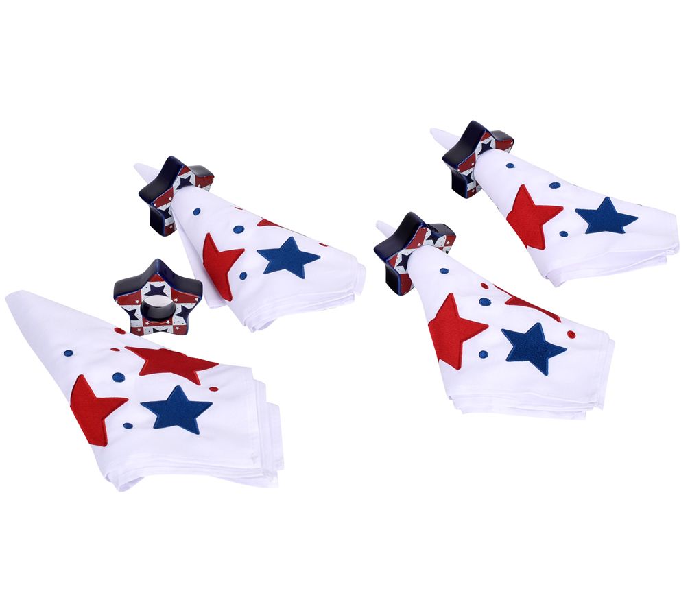Temp-tations Set of 4 Seasonal Napkin Rings with Napkins