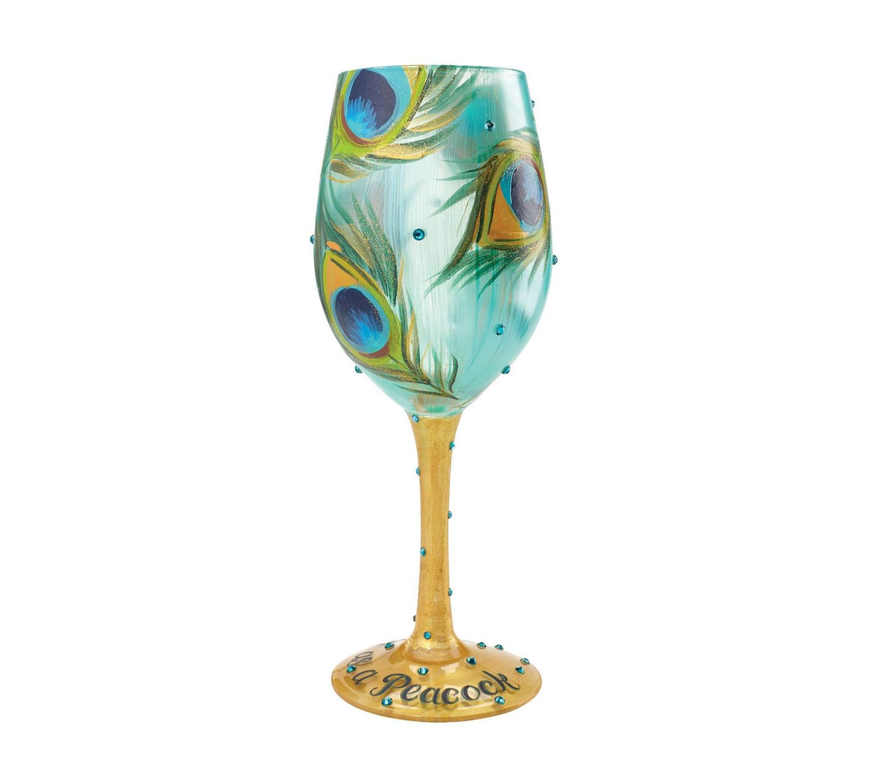 Peacock stemless wine glass, 17 oz. 