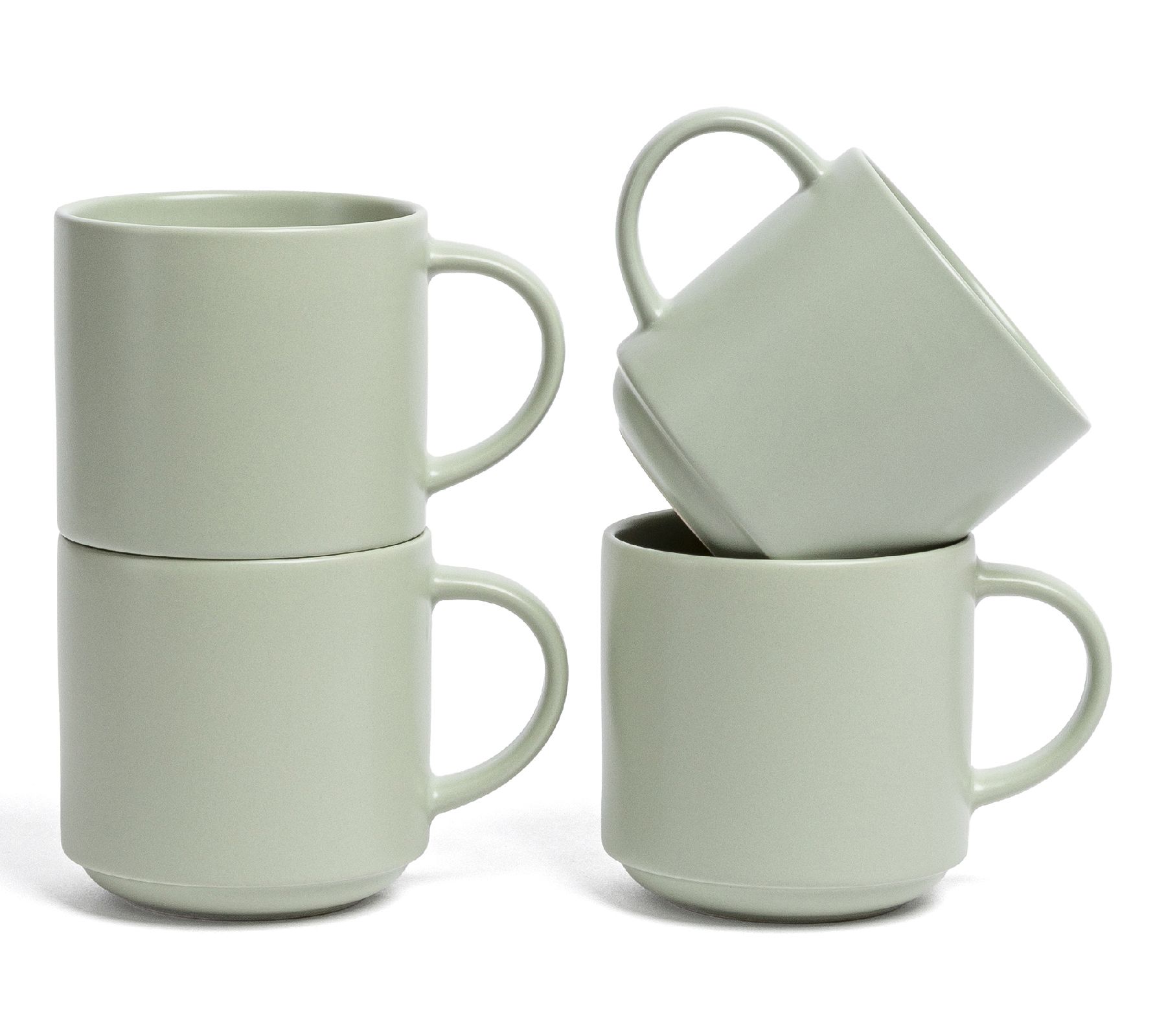 over&back Stackable 14oz Semi-Matte Stoneware Mugs, Set of 4