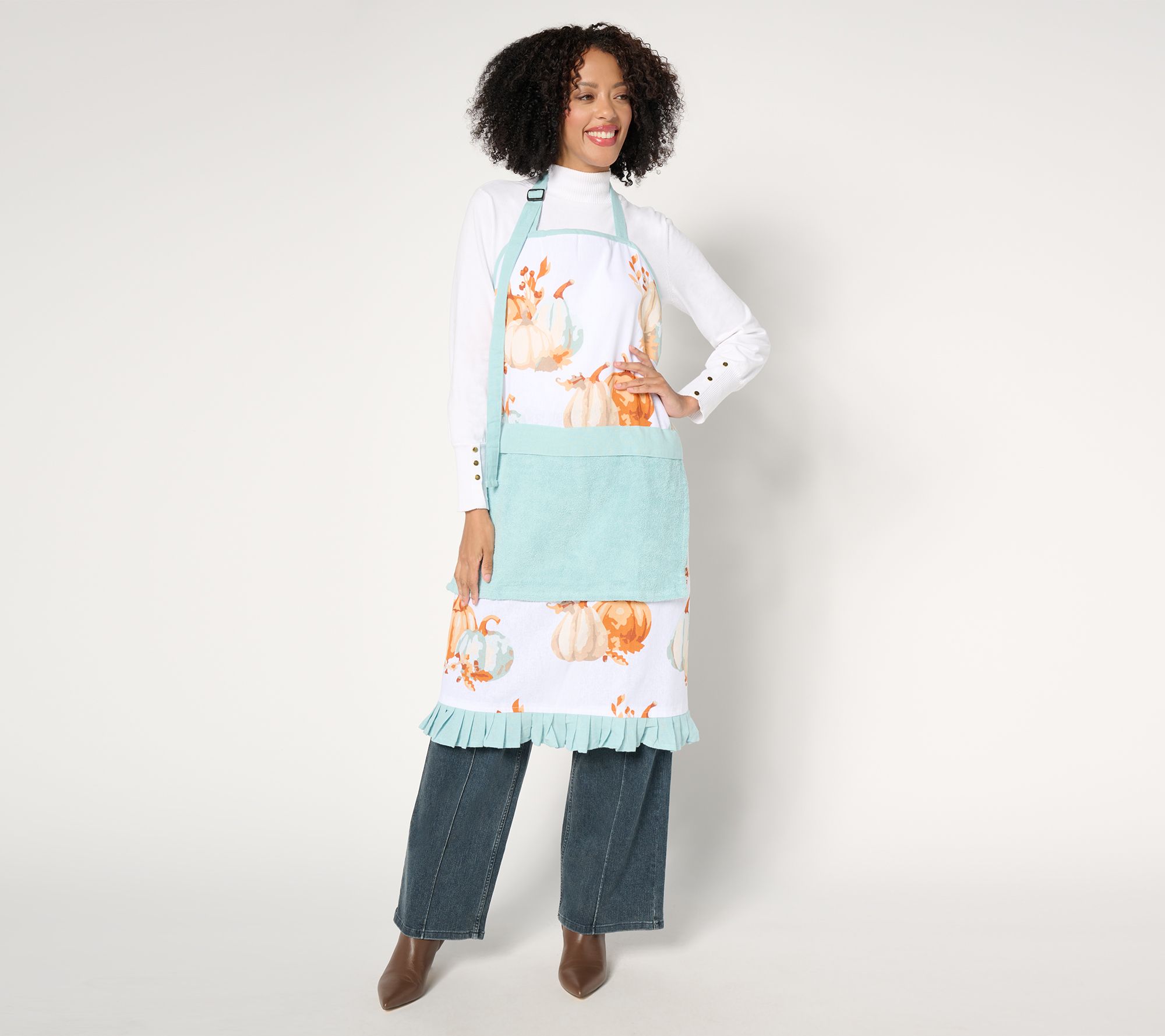 "As Is" Temp-tations Thanks & Giving Apron with Removable Towel