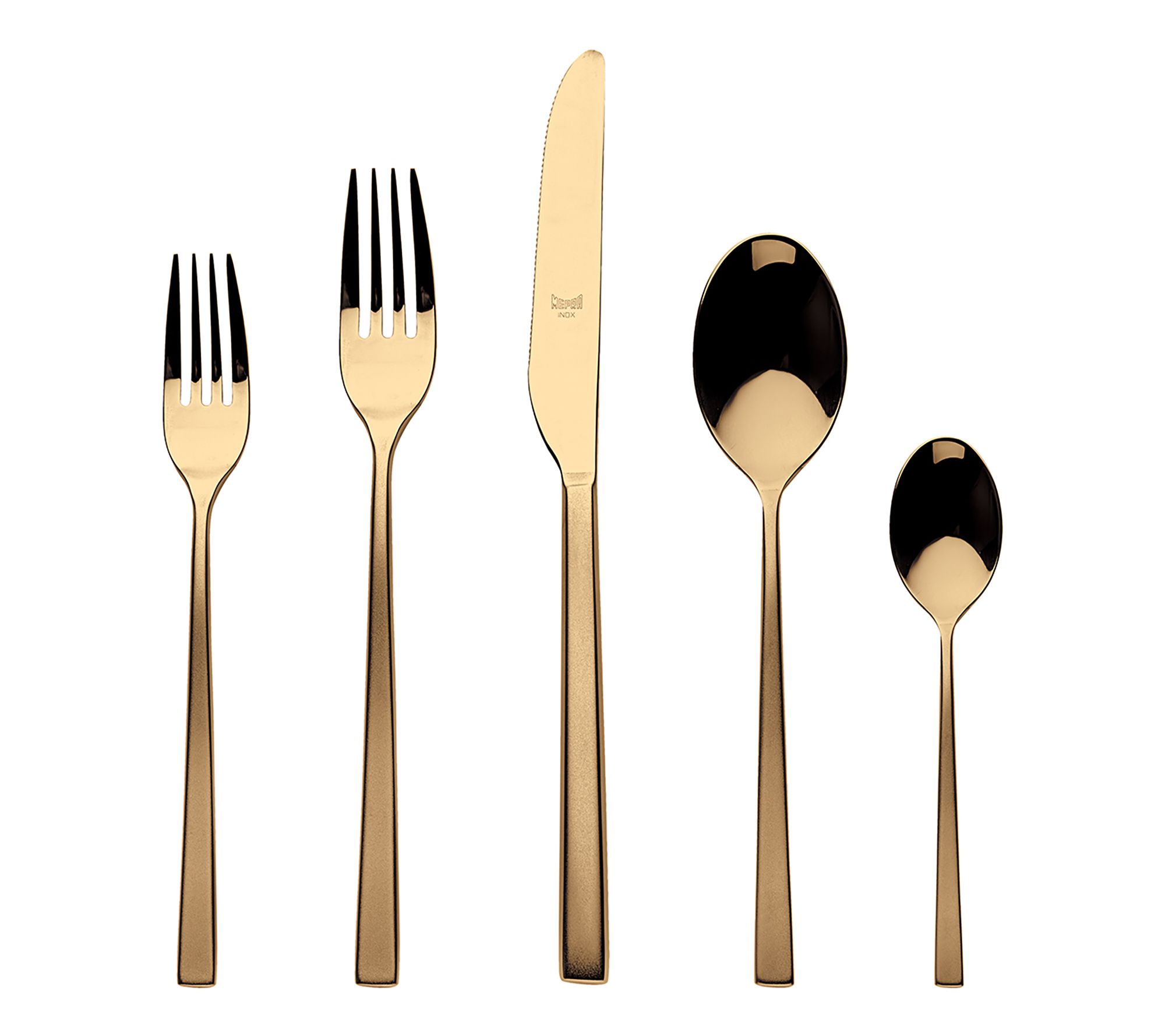 Mepra 5 Pc Atena Flatware Set.- Frozen Gold