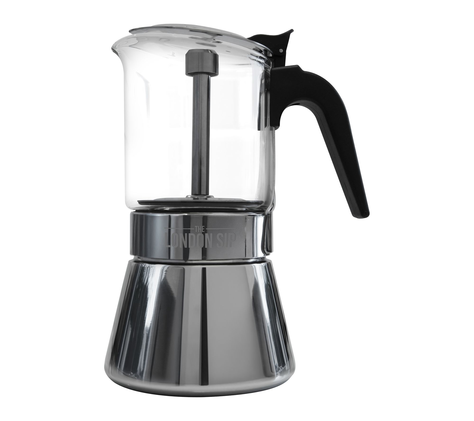 The London Sip Stainless Steel Espresso Maker 3-cup, Glass