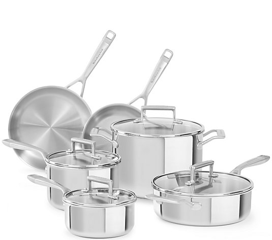 KitchenAid Tri-Ply Stainless Steel 10-Piece Cookware Set 