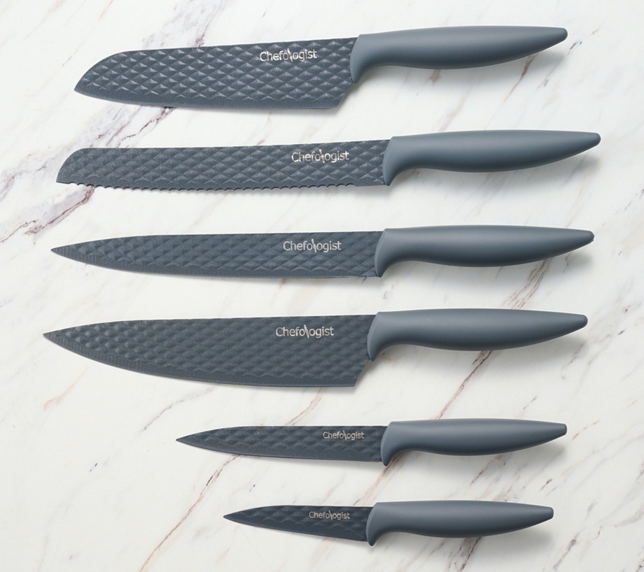 Chefologist 6pc Diamond Air Non-Stick Cutlery Set w/ Sheaths