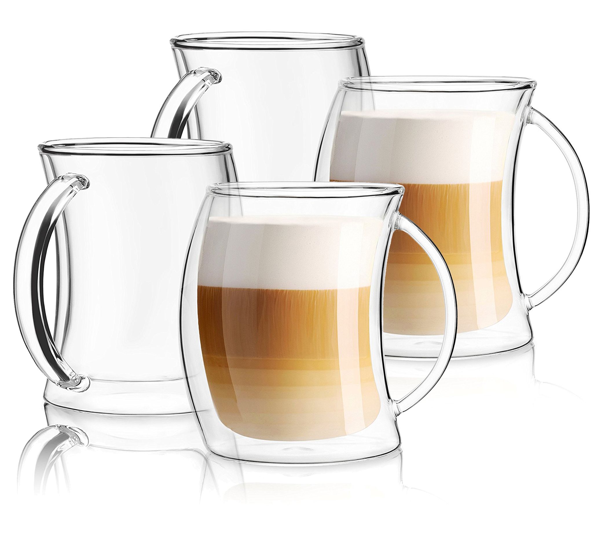 JoyJolt Double Wall Glass Coffee Mugs - 13.5oz Diner Coffee Mug  Set of 2 Glass Coffee Cups. Insulated Coffee Mug, Cappuccino Cup, Latte Cup.  Glasses That Don't Sweat, Clear Mugs