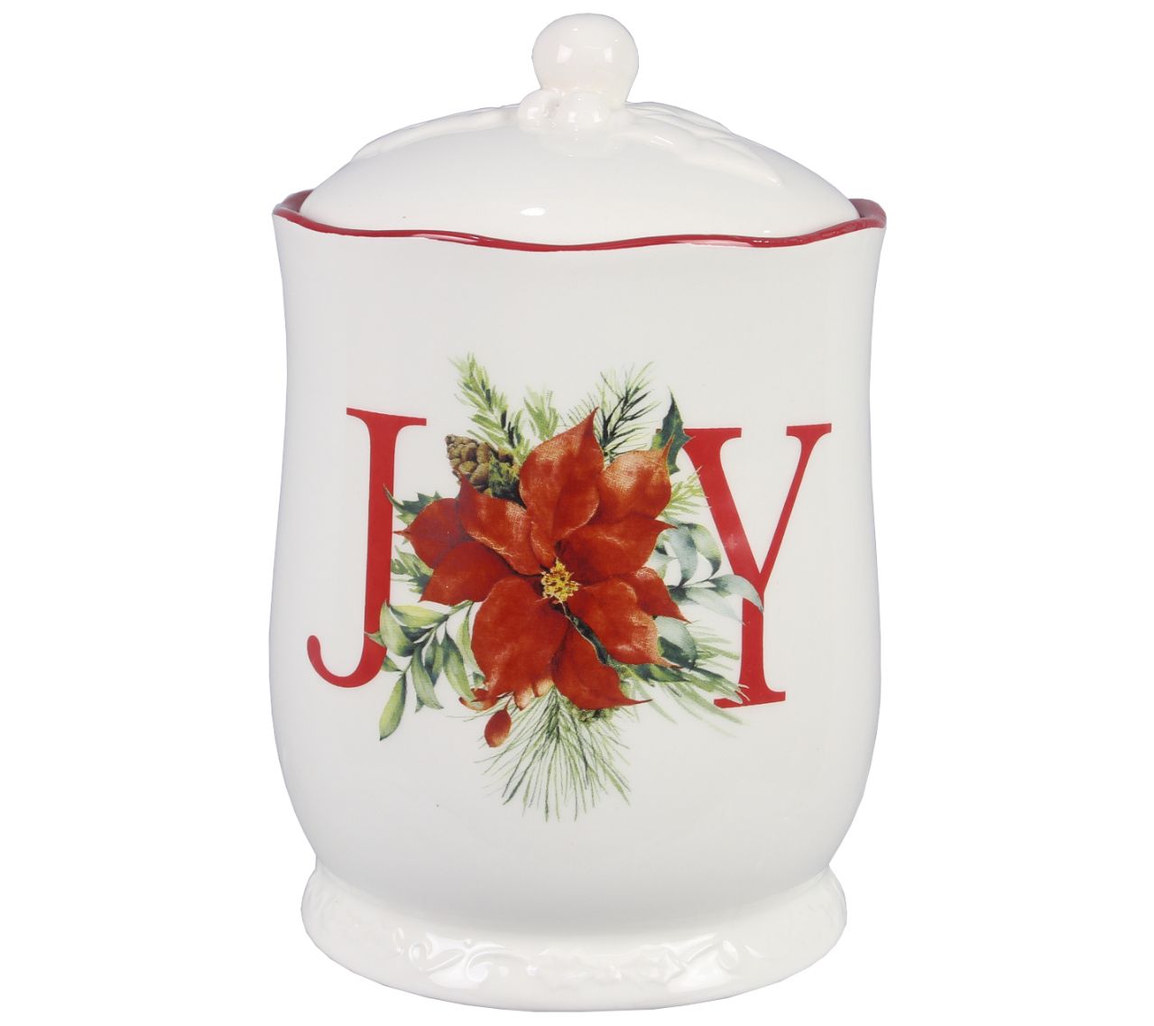 Young's Inc. Ceramic Christmas Joy Treat Jar w/ Silicone Seal