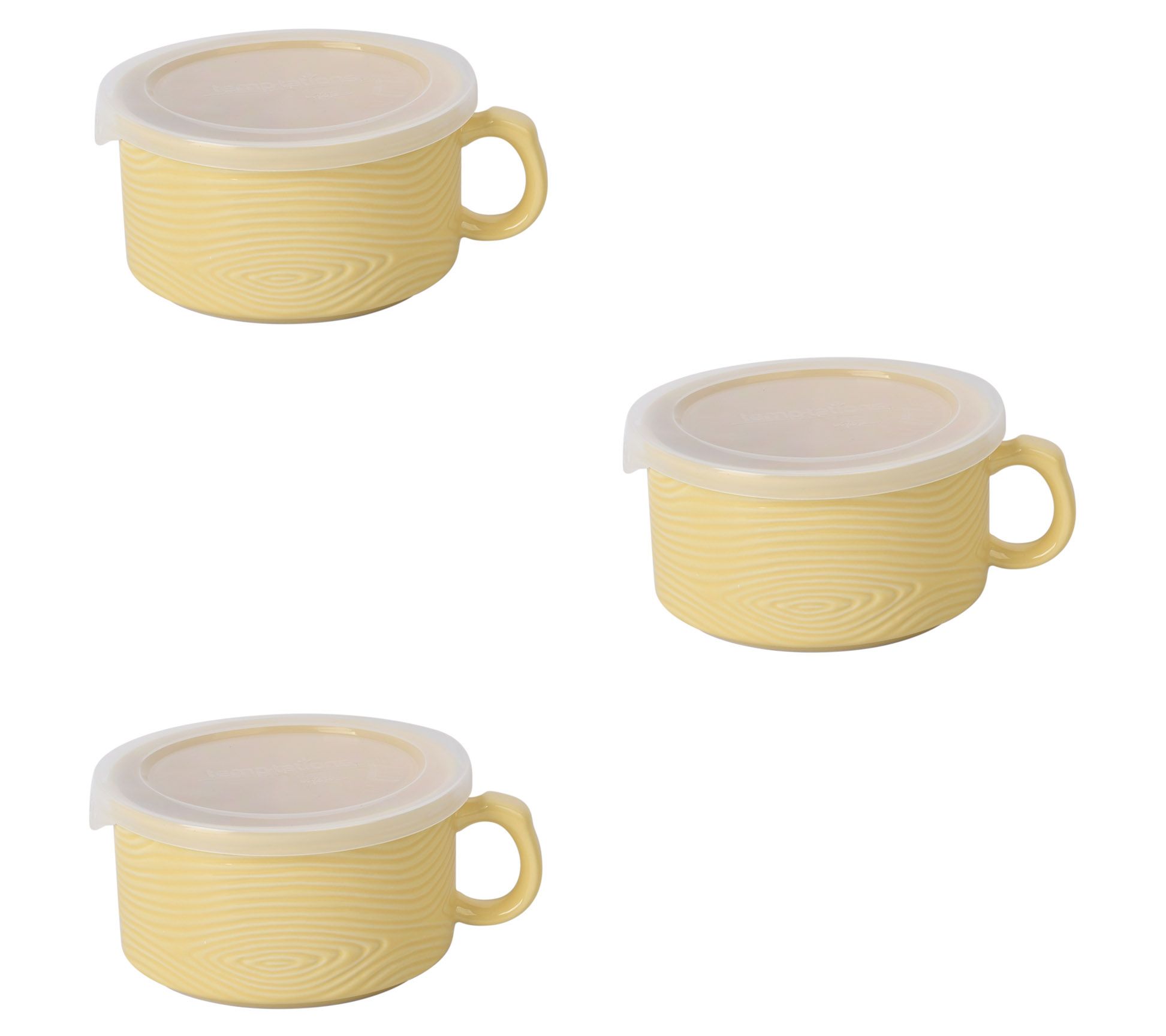 Temptations Woodland Set of (3) Seal the Meal Mugs w/ Lids