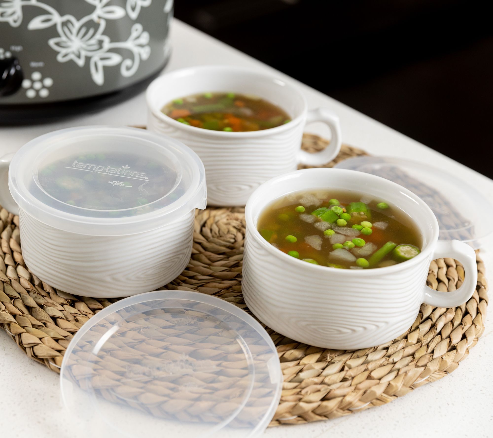 Temptations Woodland Set of (3) Seal the Meal Mugs w/ Lids