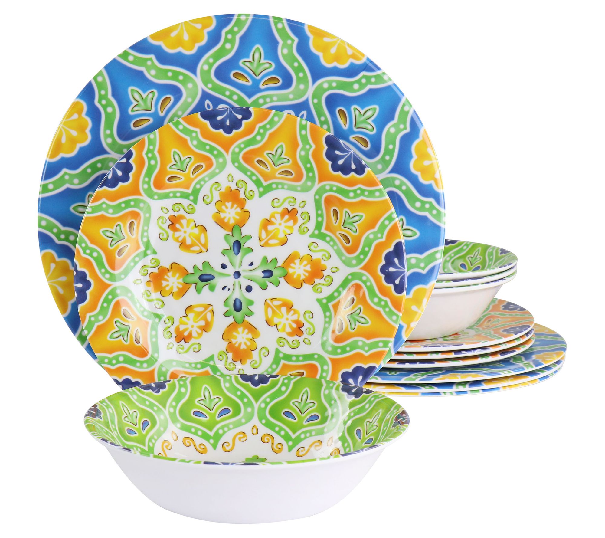 Elama Stapanya 12-Piece Melamine Dinnerware Set