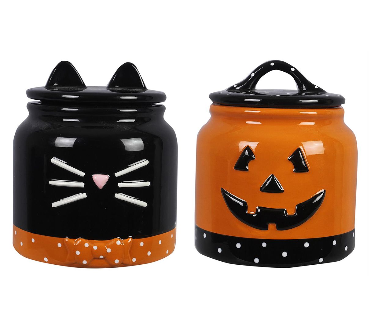 Young's Ceramic Halloween Canisters Set of 2