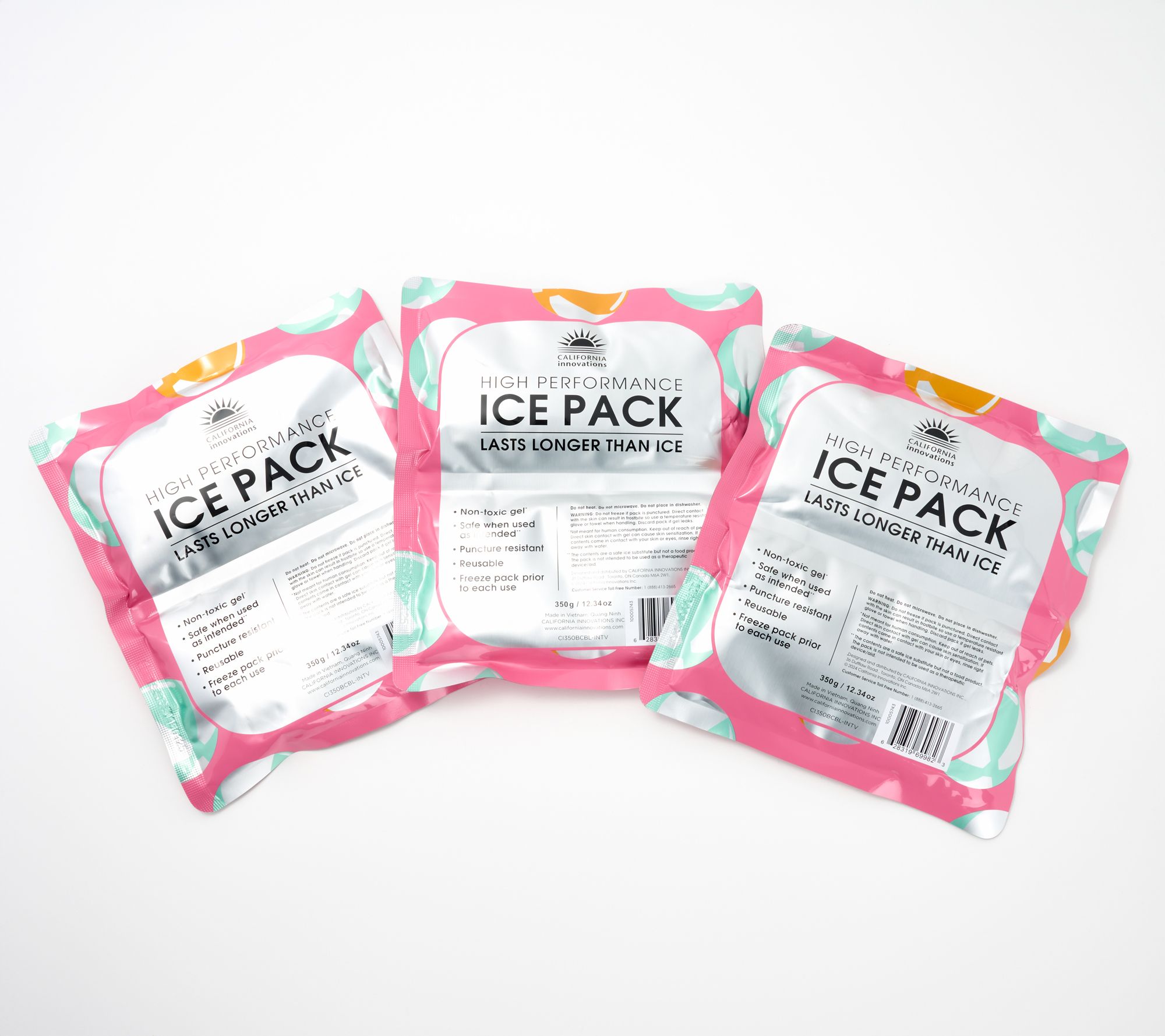 California Innovations S/3 Resuable Printed Ice Packs