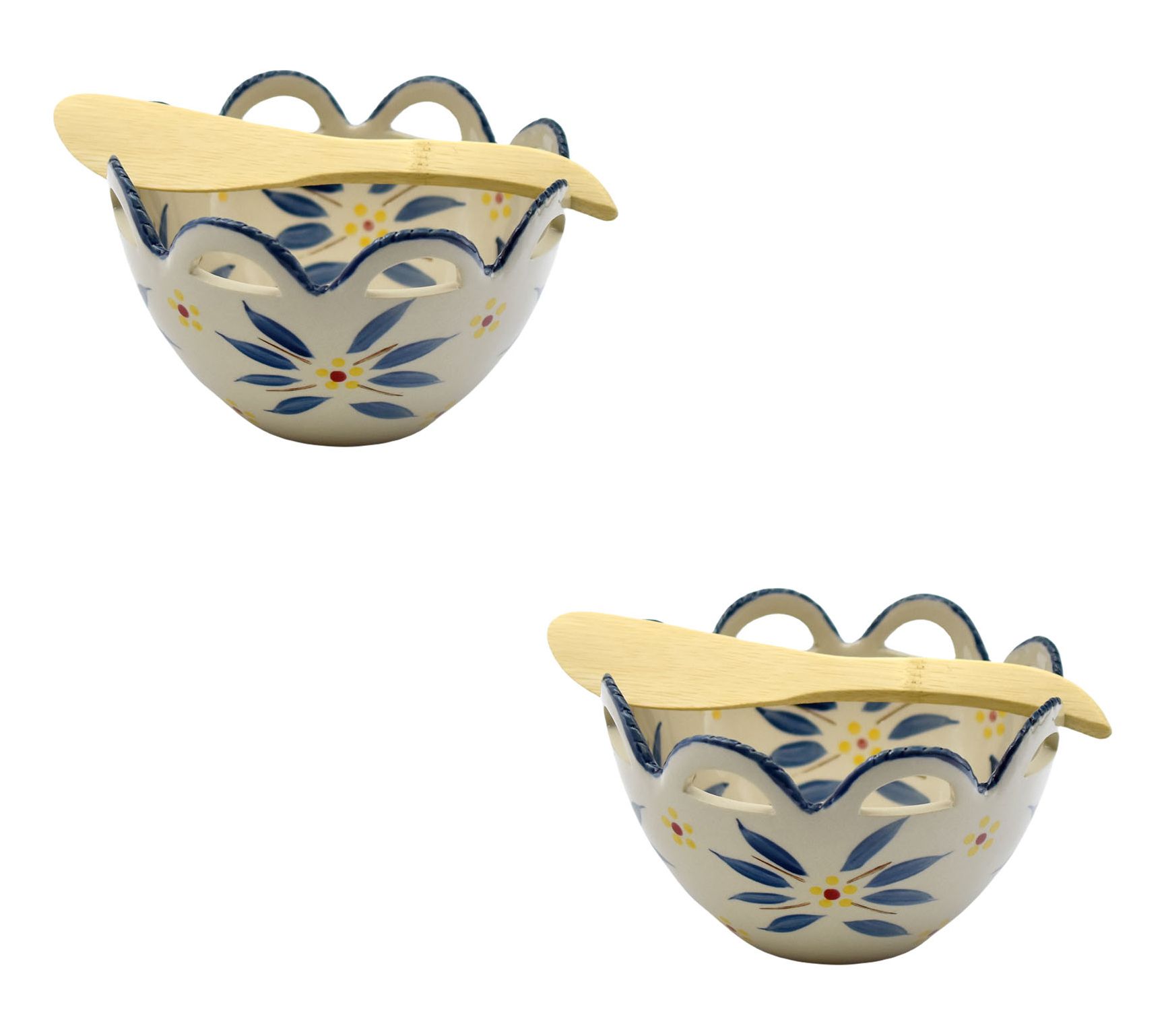 Temp-tations Old World S/2 Scalloped Ramekins with Spreaders