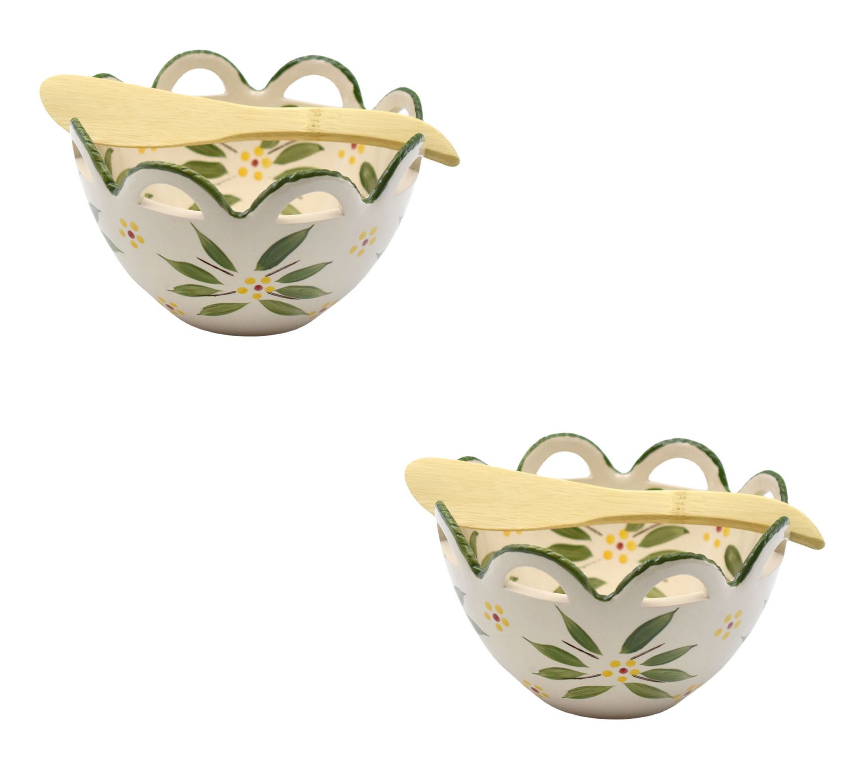 Temp-tations Old World S/2 Scalloped Ramekins with Spreaders