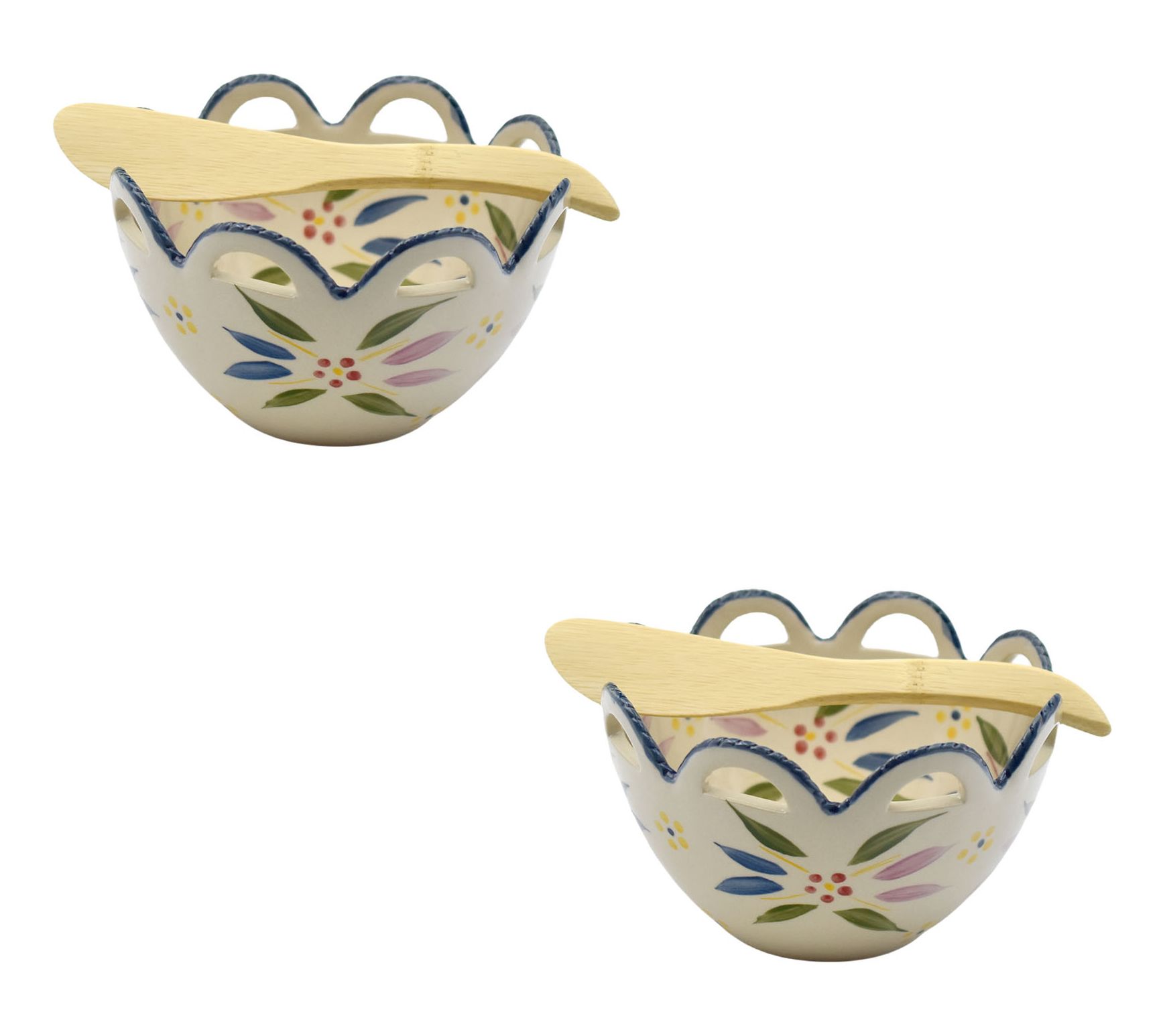 Temp-tations Old World S/2 Scalloped Ramekins with Spreaders