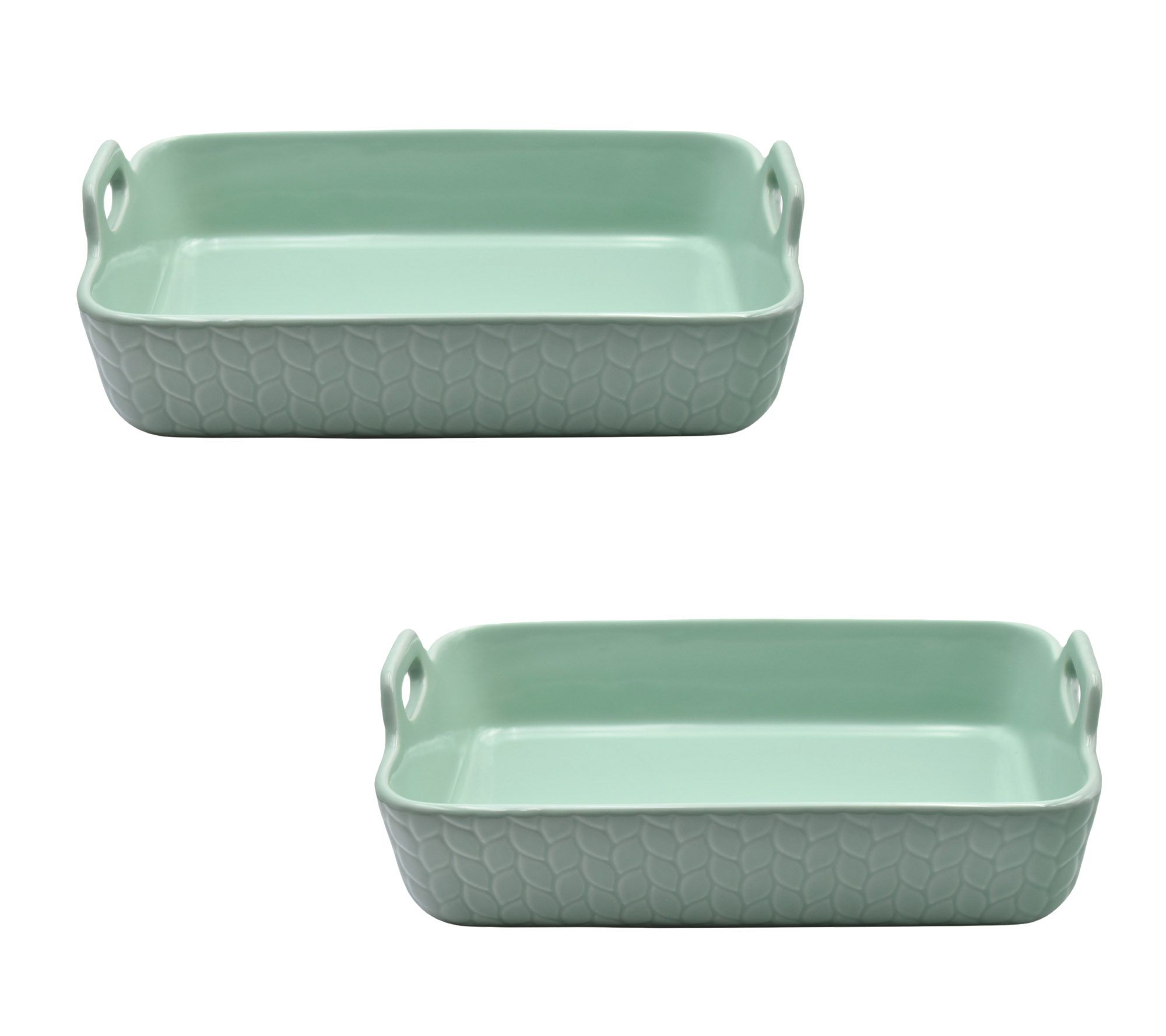 thumbnail image 2 of Temp-Tations Ceramic Loaf Pan Set - 3 Sizes Carved Willow White Stoneware 2 of 10