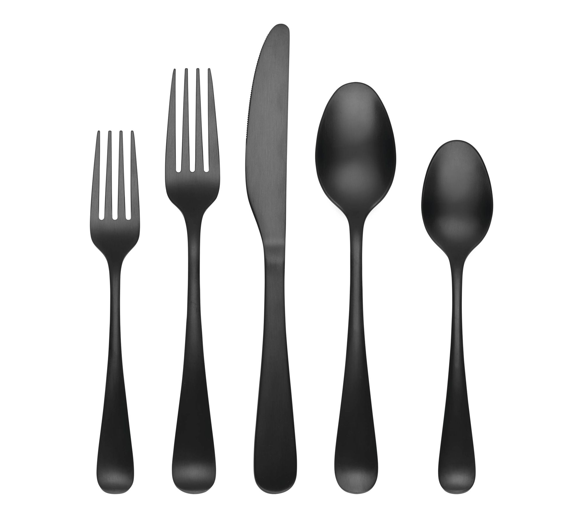 Cambridge Rhiannon Black Satin 45-Piece Flatware Set