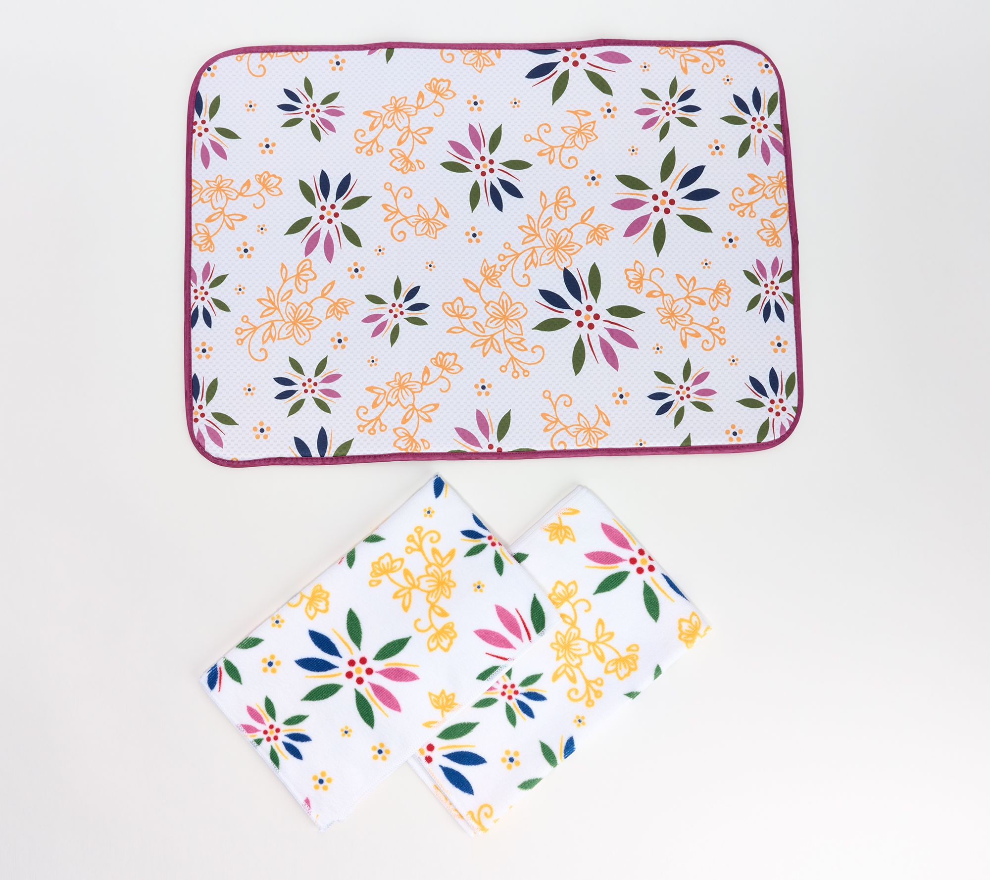 "As Is" Temp- tations XL Drying Mat & (2) Microfiber Towels Set