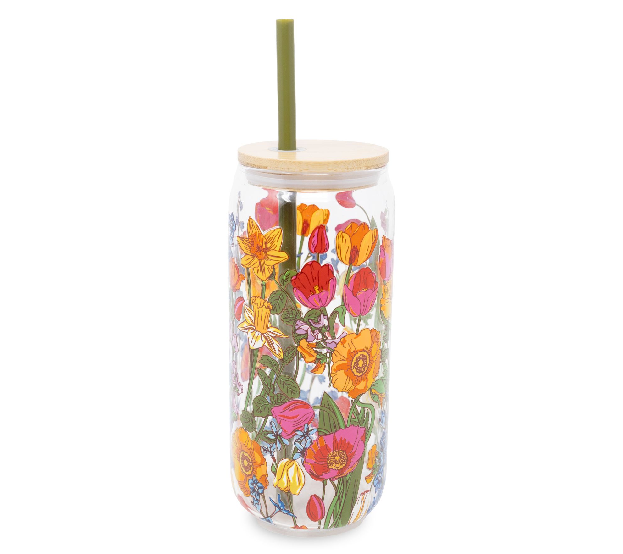 Vera Bradley Iced Coffee Glass w/ Lid- Meadow Bouquet