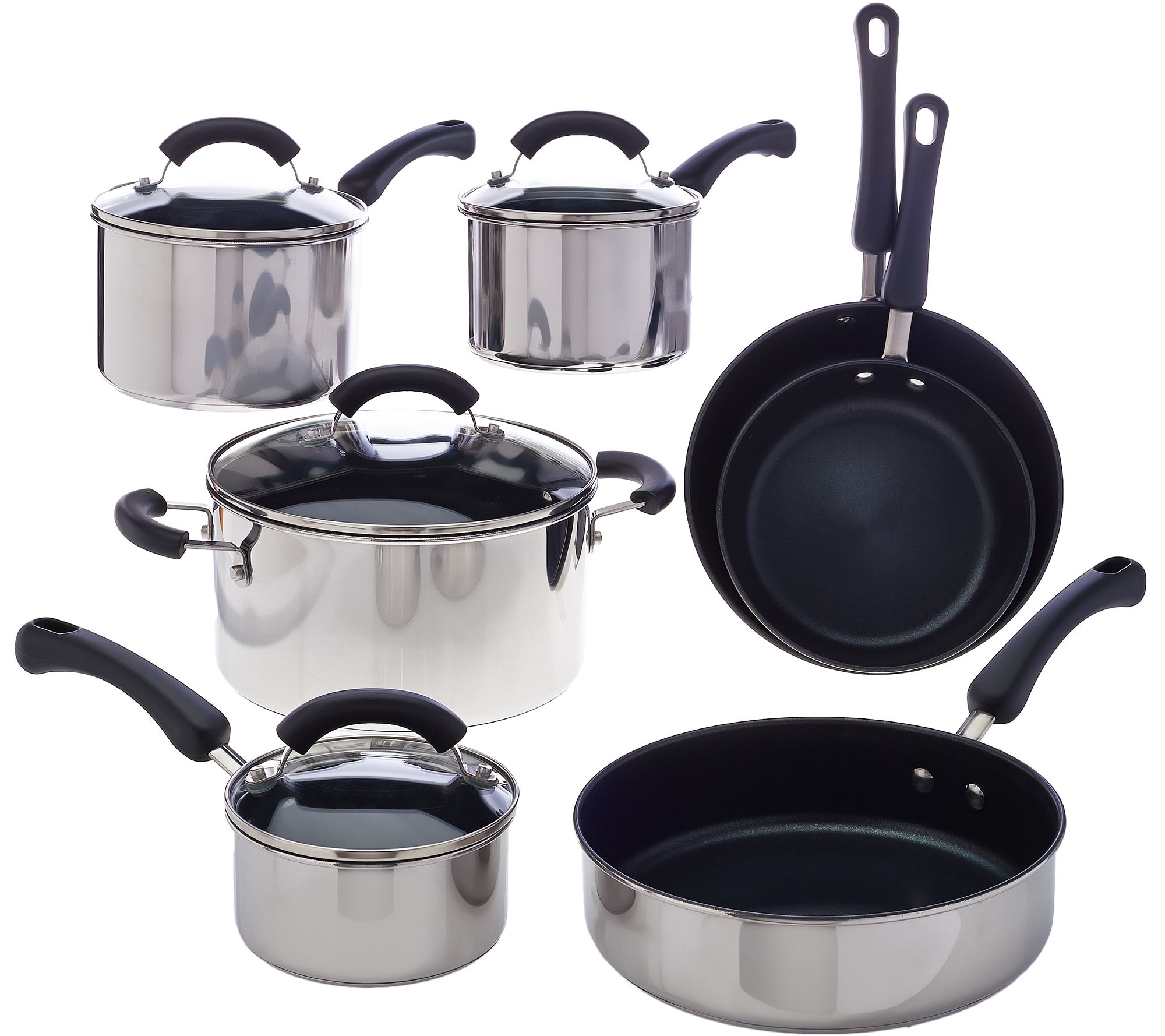 Cook's Essentials 11pc Stainless Steel Dishwasher Safe Cookware Set