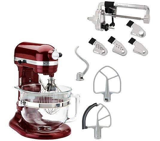 KitchenAid C/O 6qt Stand Mixer w/Glass Bowl or Spiralizer Attachment 