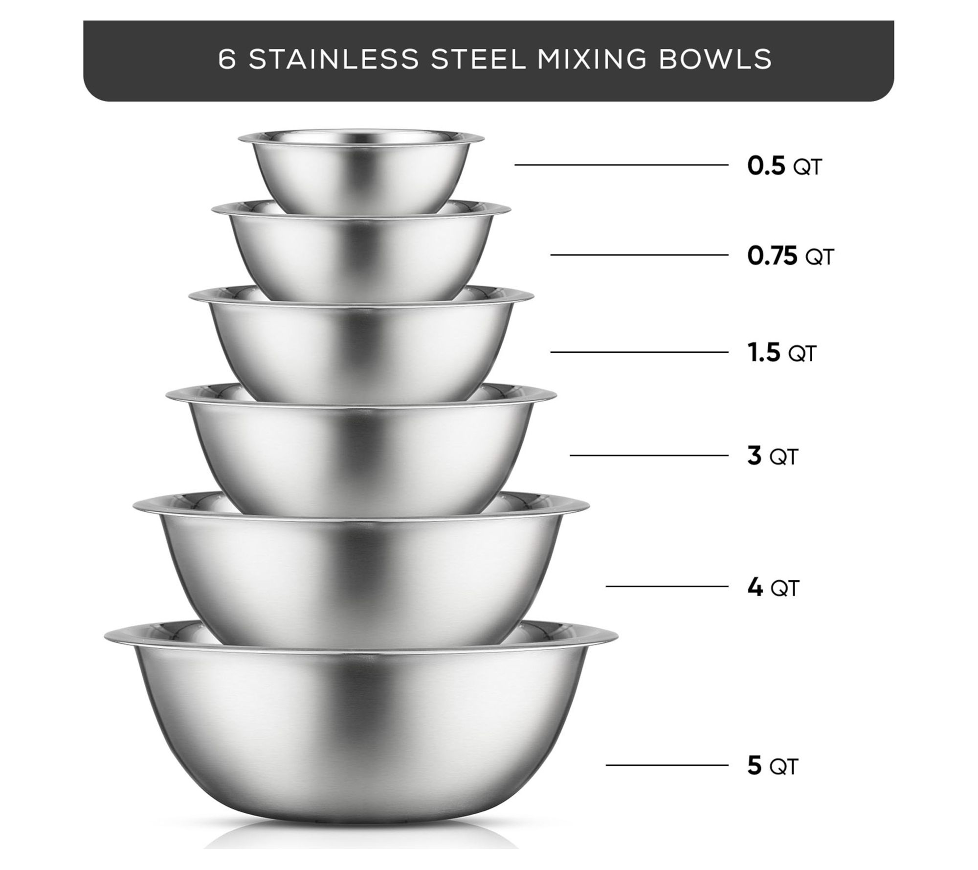 RSVP Stainless Steel Prep Bowl 8-Piece Set