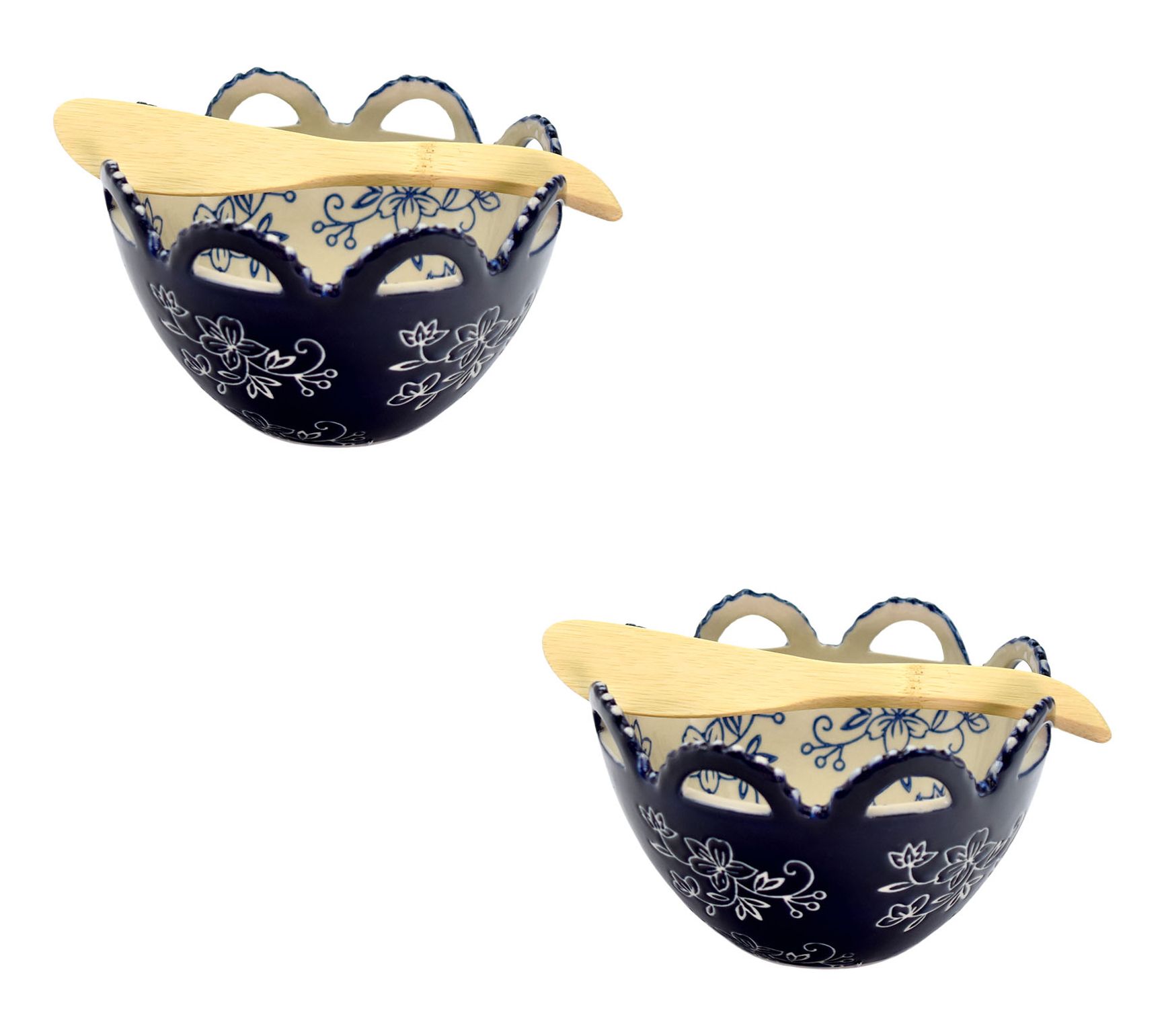 Temp-tations Floral Lace S/2 Scalloped Ramkeins with Spreaders