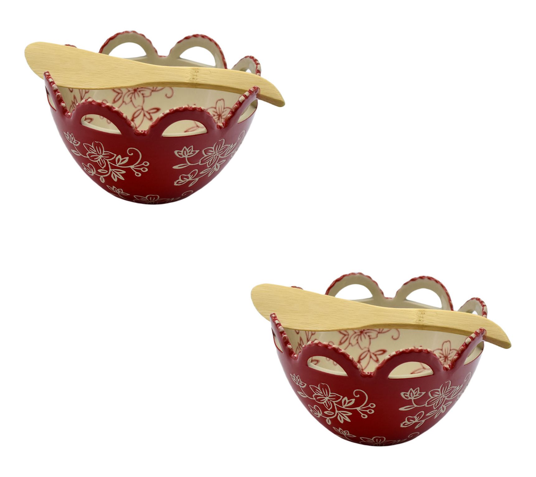 Temp-tations Floral Lace S/2 Scalloped Ramkeins with Spreaders