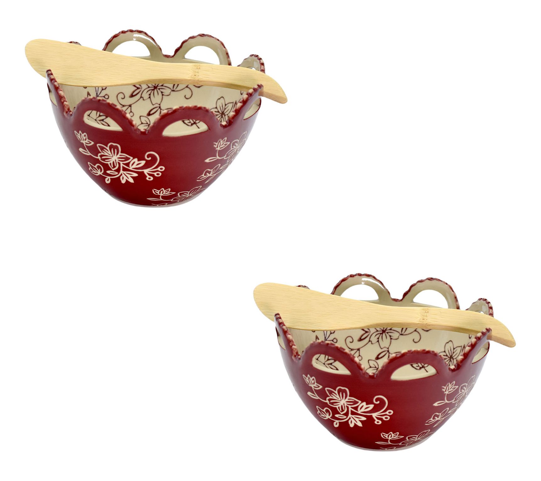 Temp-tations Floral Lace S/2 Scalloped Ramkeins with Spreaders