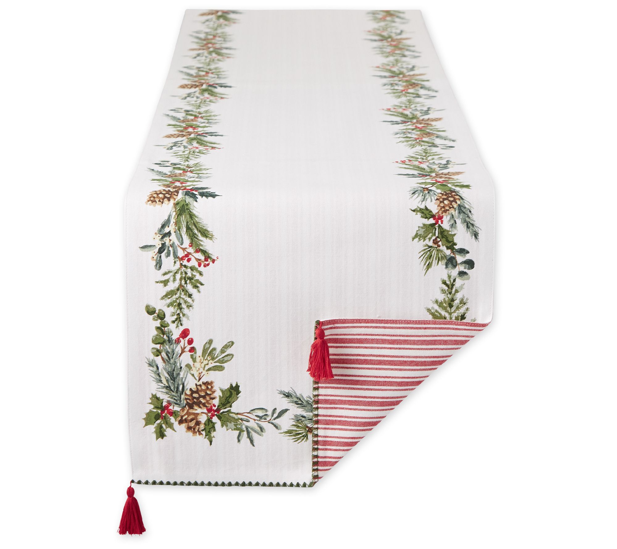 Design Imports Boughs Of Holly Embellished Table Runner 14x72