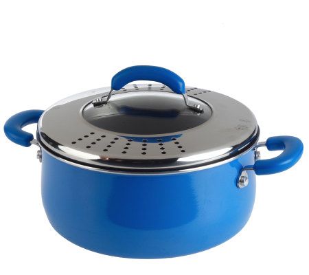 CooksEssentials Porcelain Enamel 5 qt. Dutch Oven with LockingDrainLid ...