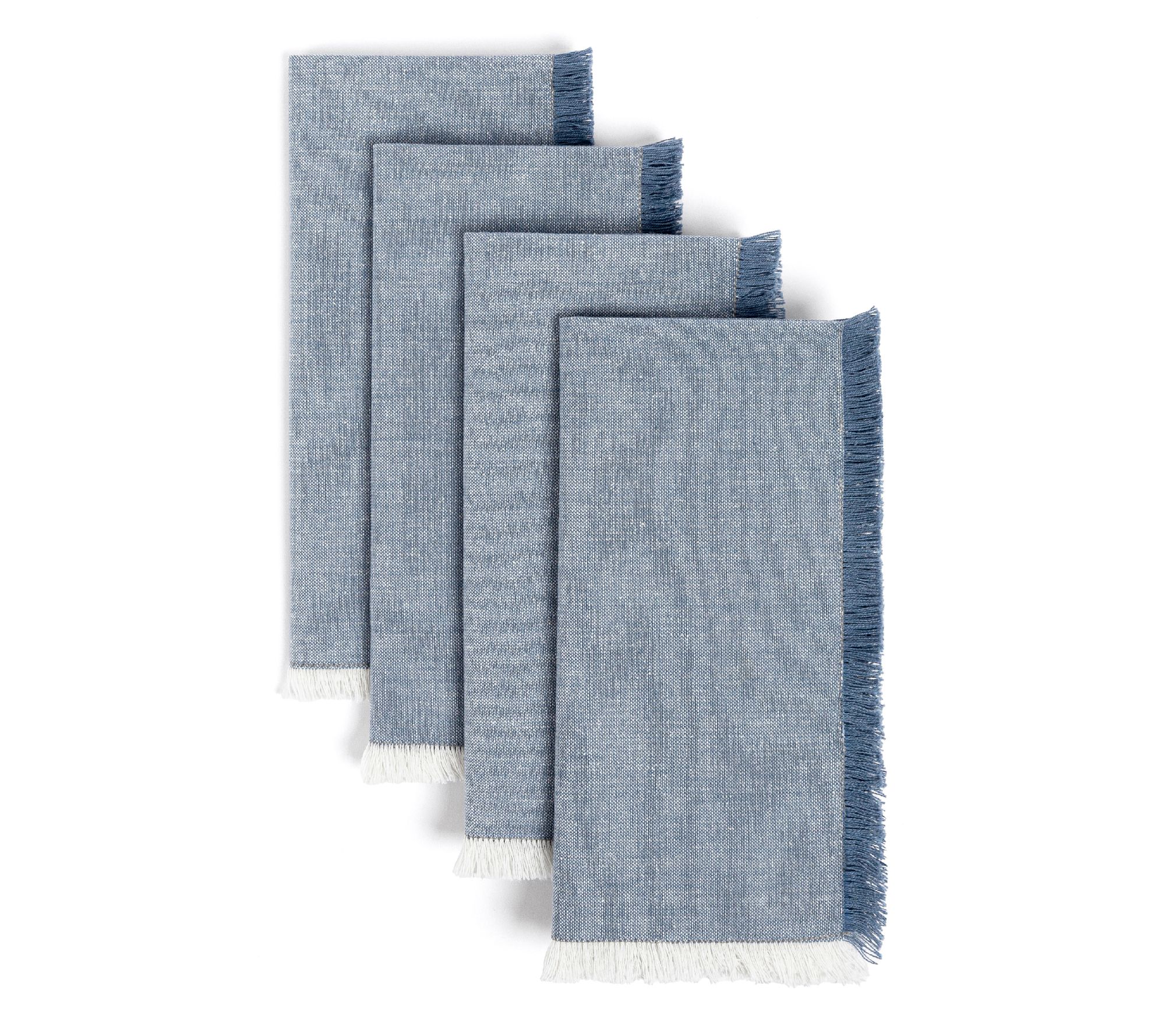 over&back Woven Frayed Chambray Cotton Cloth Napkins, Set of 4