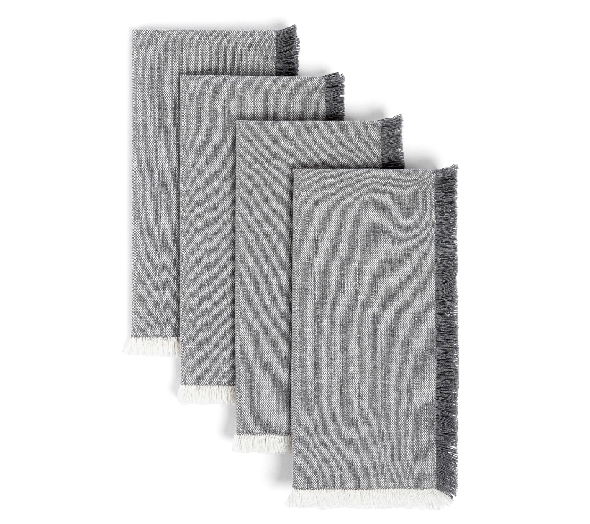 over&back Woven Frayed Chambray Cotton Cloth Napkins, Set of 4